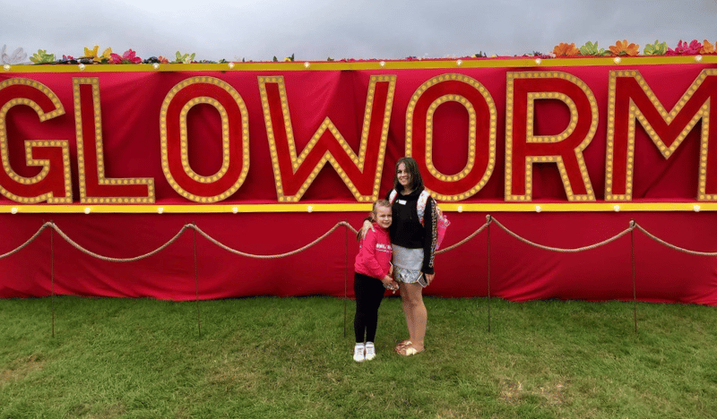 Anna and her daughter at Gloworm festival