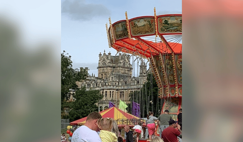 Thoresby Hall in the background