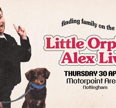 Event poster featuring singer-songwriter Alex Warren alongside a dog with collar and lead