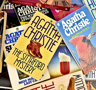 Collection of Agatha Christie novels.