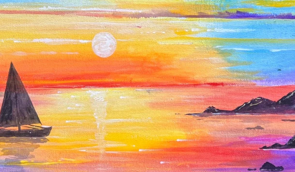 Paint Sailing Sunset Landscape at Pitcher & Piano with The Paint Club event Image 
