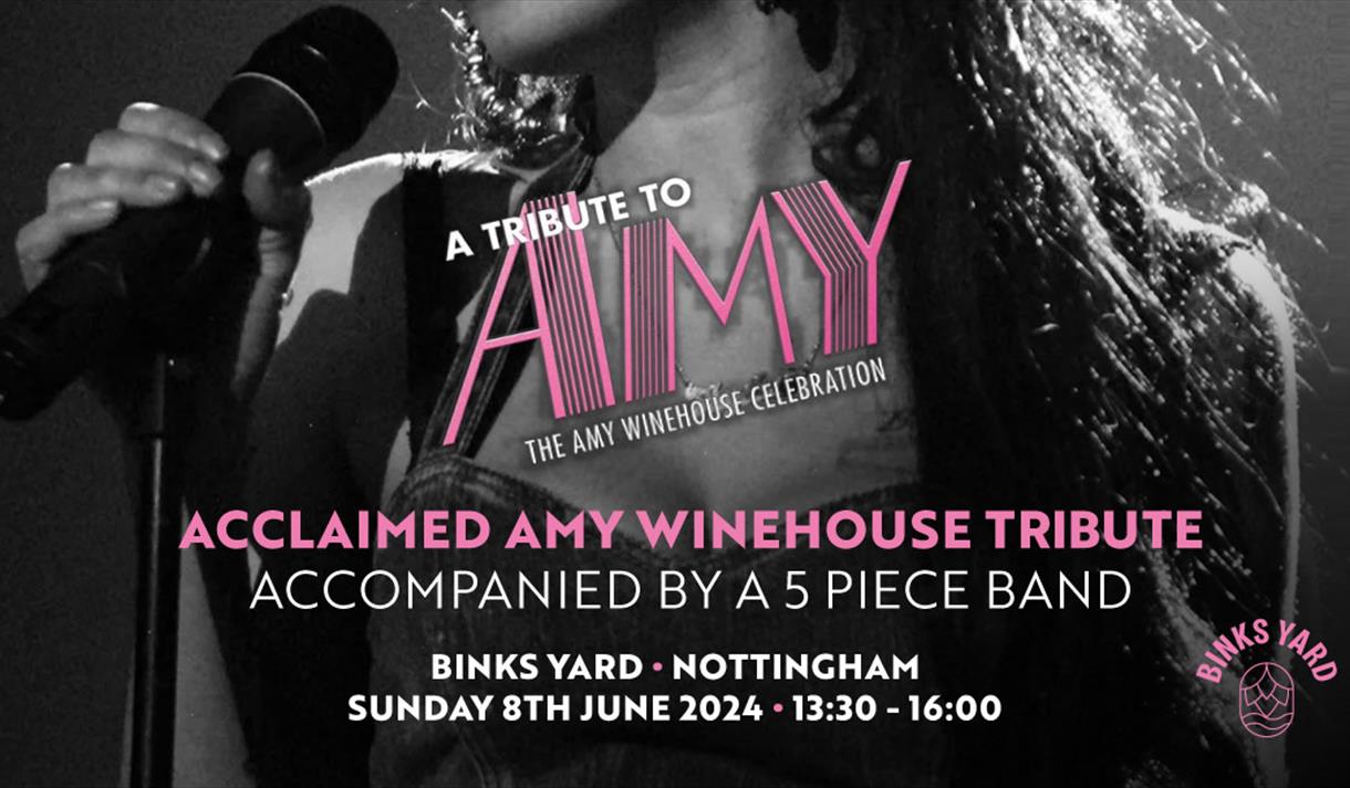 poster for an amy winehouse tribute with a big image of Amy on
