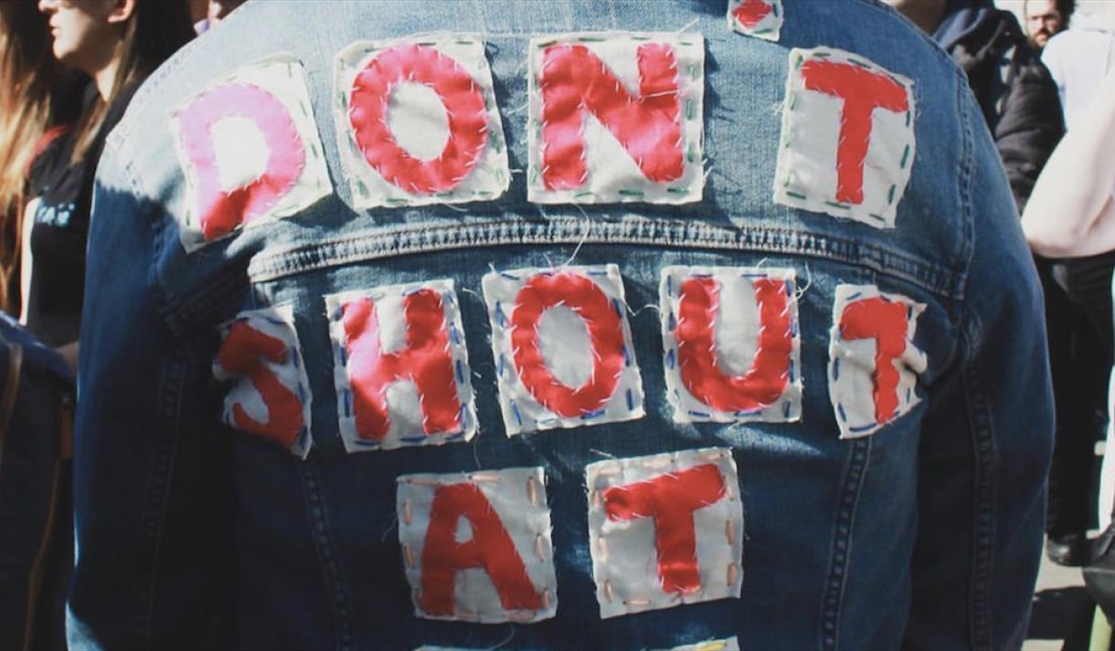 jacket which says dont shout at me