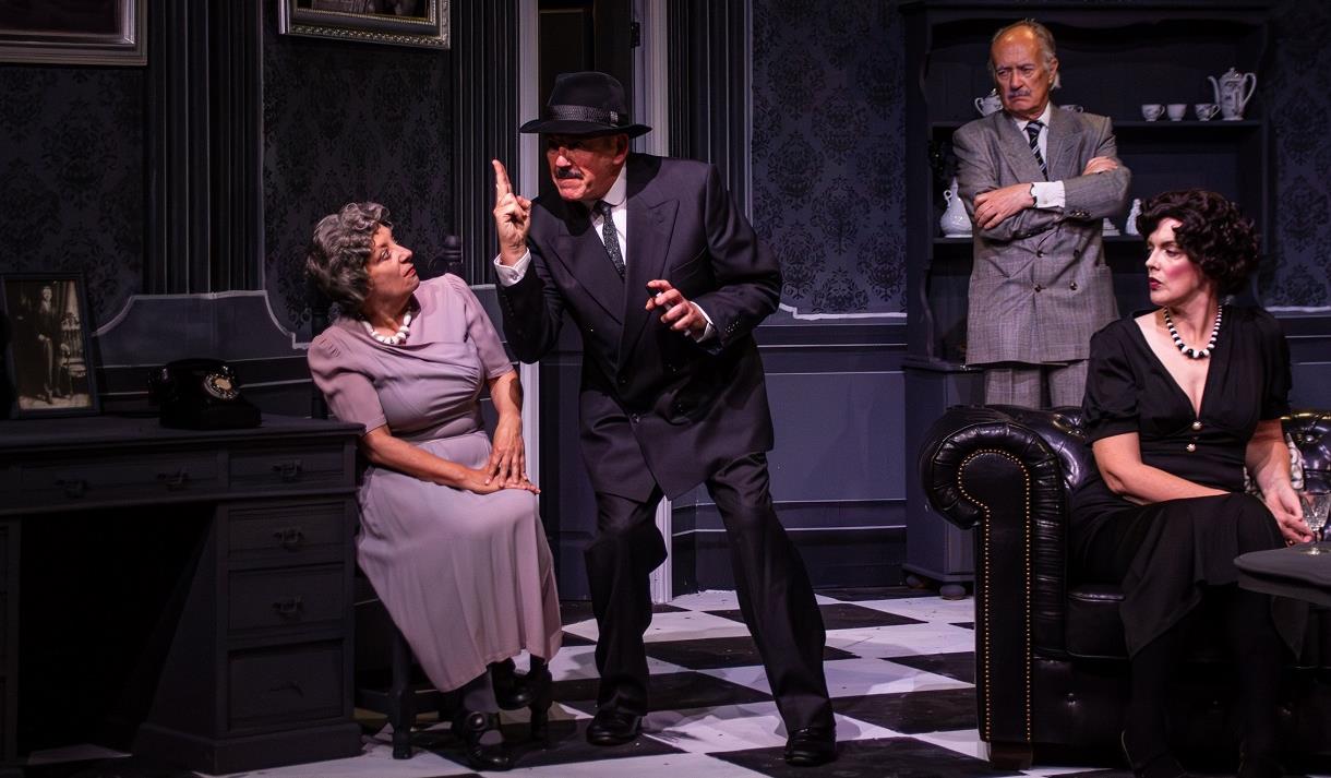 Photos of actors on stage in costume