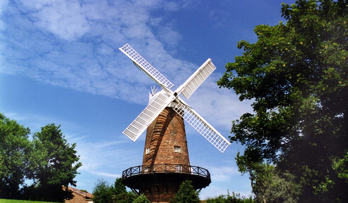 The image shows Greens Windmill in Nottinghamshire.