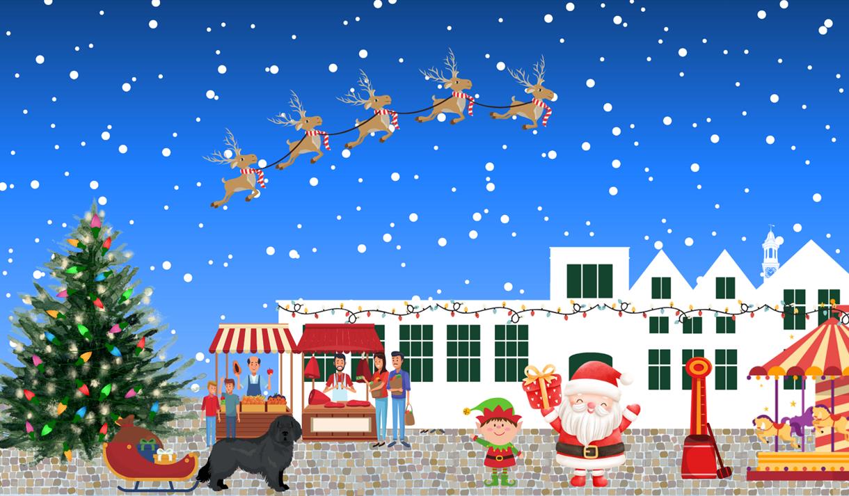 Cartoon graphic of Santa at Rufford