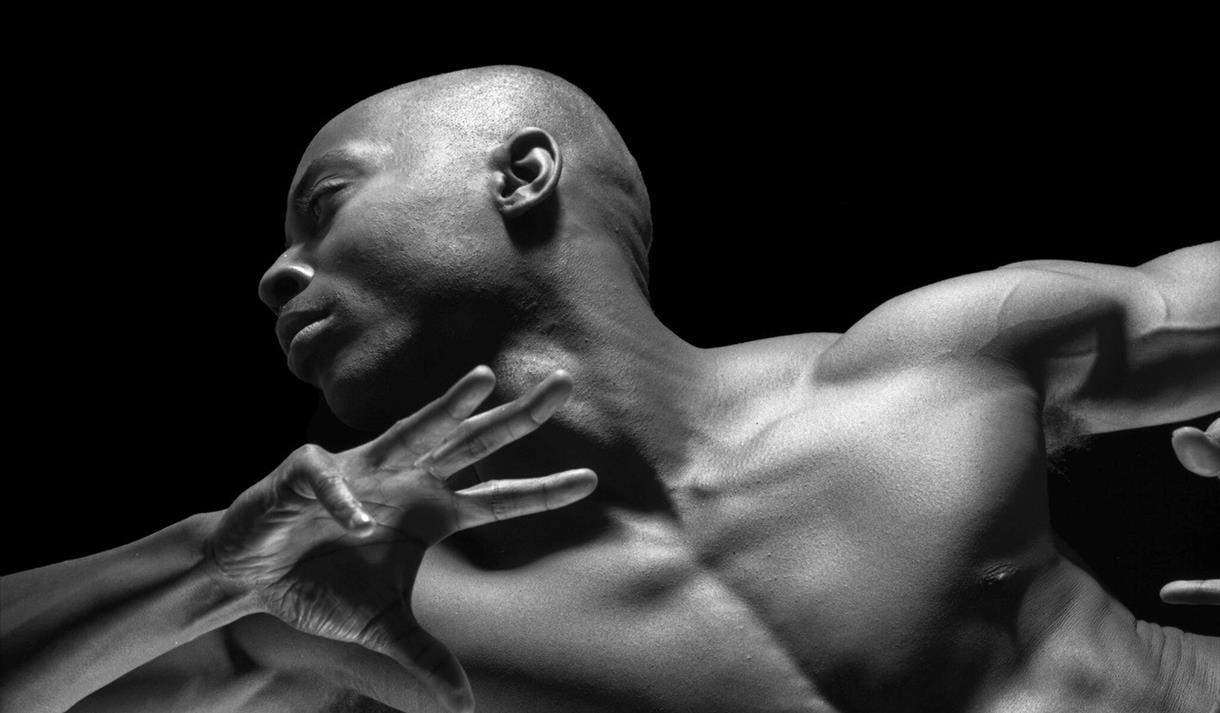 Top half of a male ballet dancer striking a pose