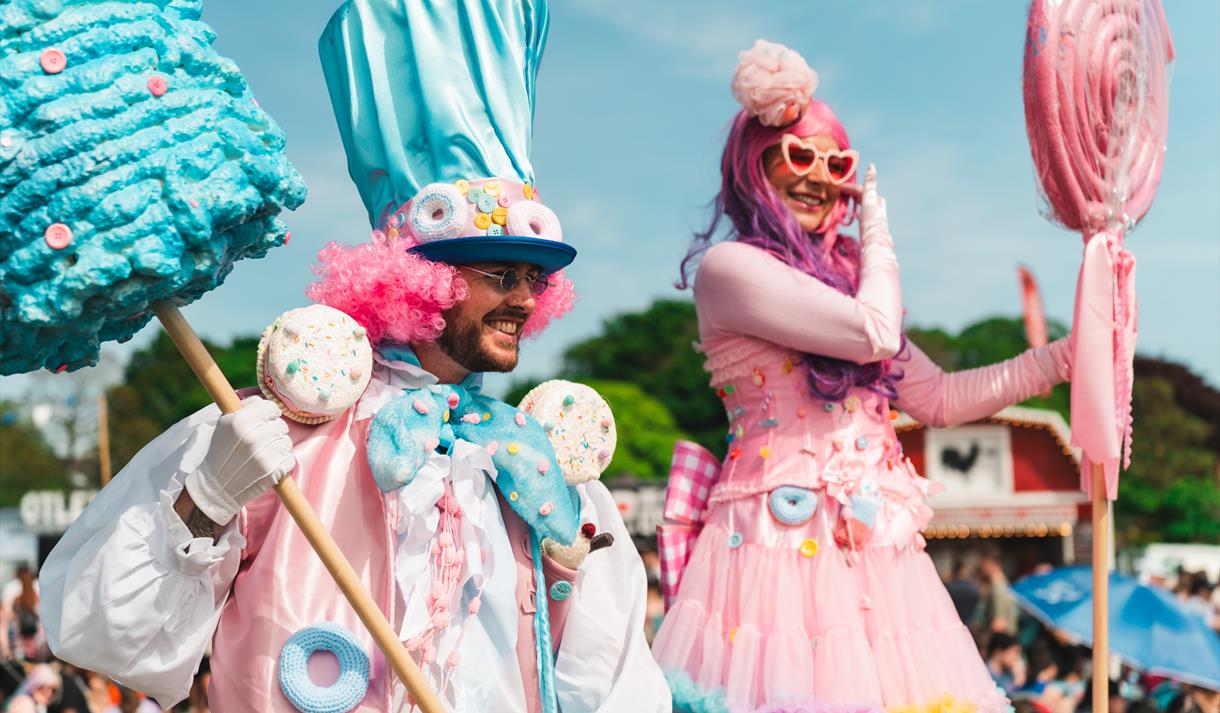 Characters dressed up with sweet props