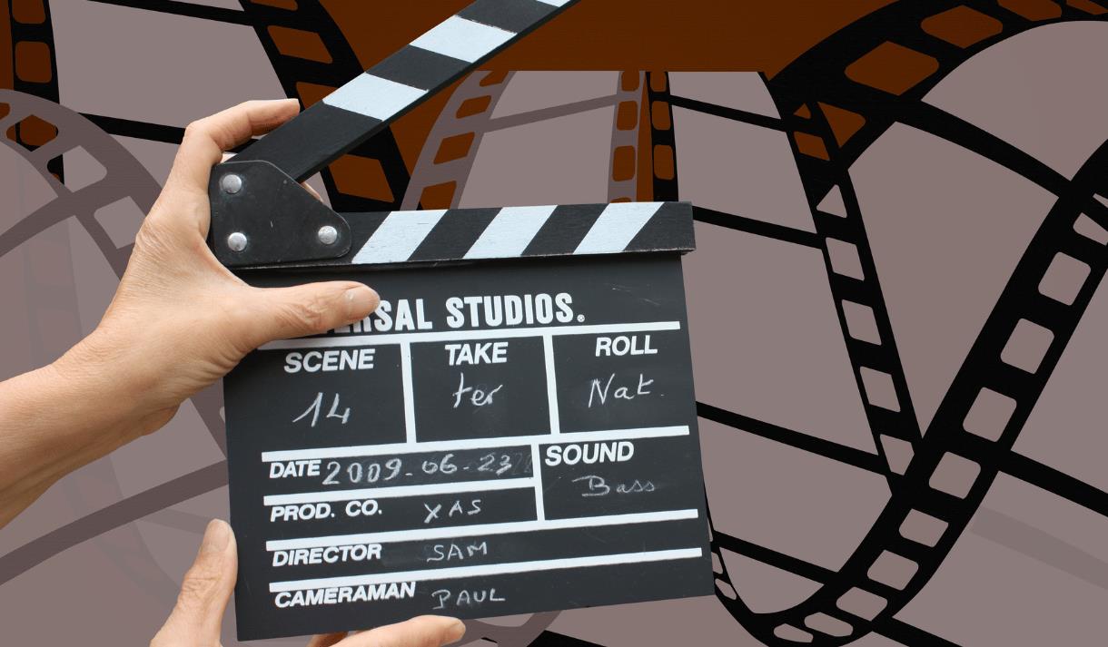 Photo of a film clapperboard
