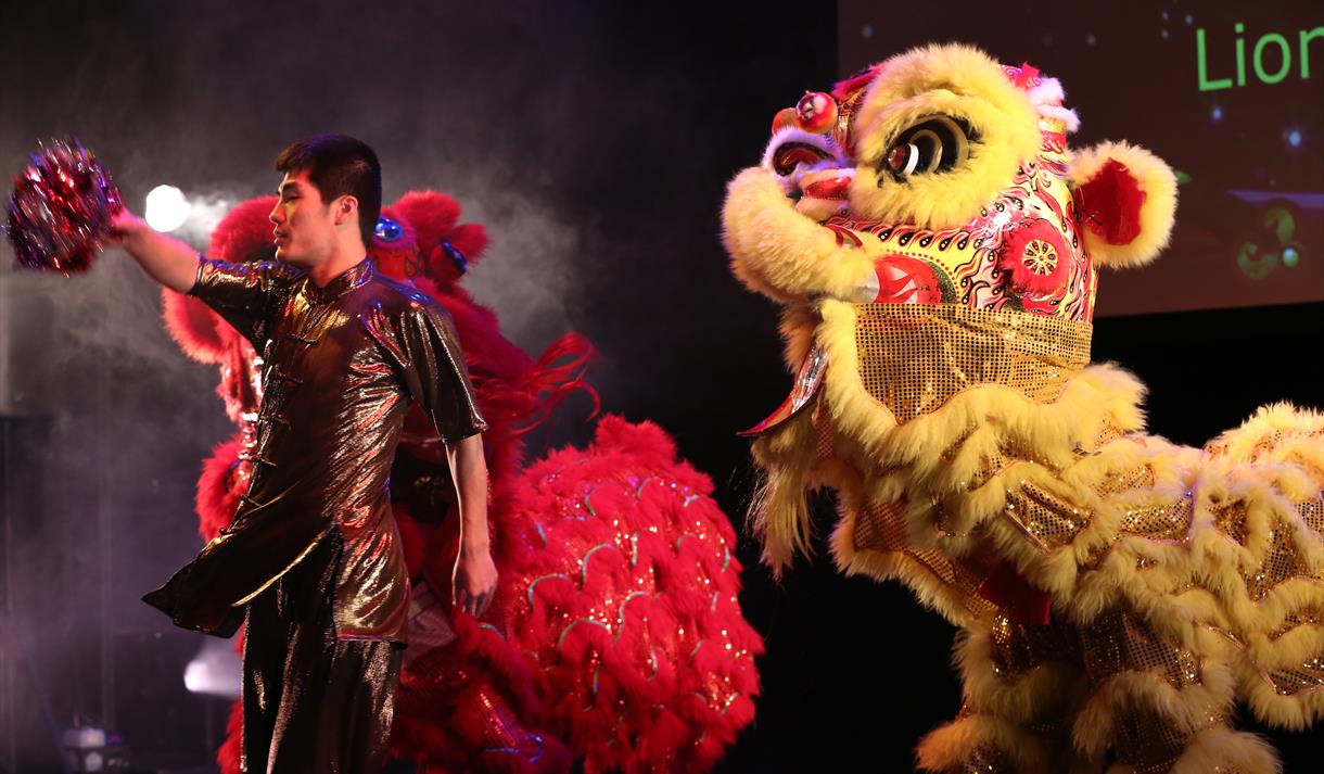Photo of two lions from a previous Lunar New Year celebration parade