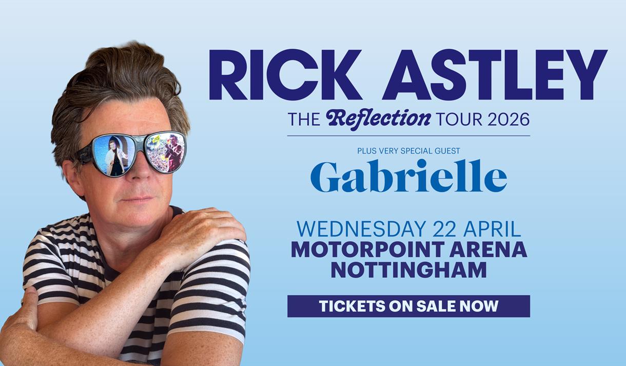Event poster featuring picture of Rick Astley and event details