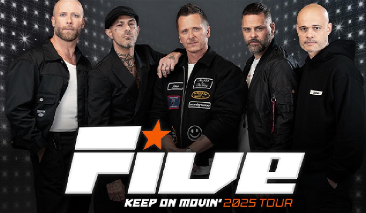 Five tour poster featuring all 5 members of the band.