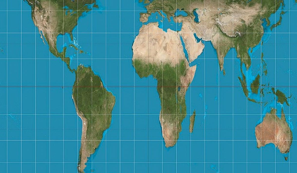 Graphic of a flattened map of the earth