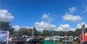 Classic cars assembled on sunny bank holiday afternoon at Thoresby